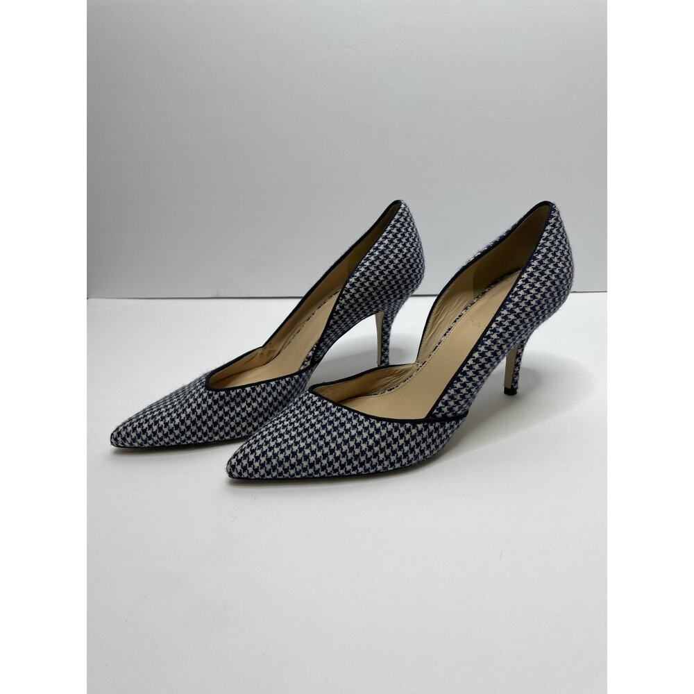 J.Crew Collection Colette d’Orsay Houndstooth Wool Pointed Pumps Navy/Ivory 8